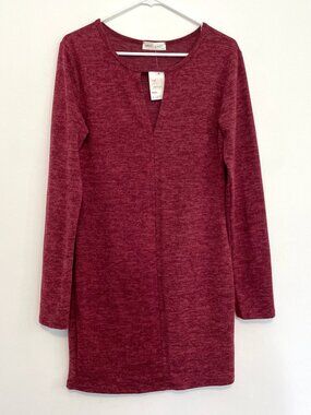 NEW NWT LOVE CRAZY Burgundy Maroon Red Keyhole Cutout Long Sleeve Sheath Dress